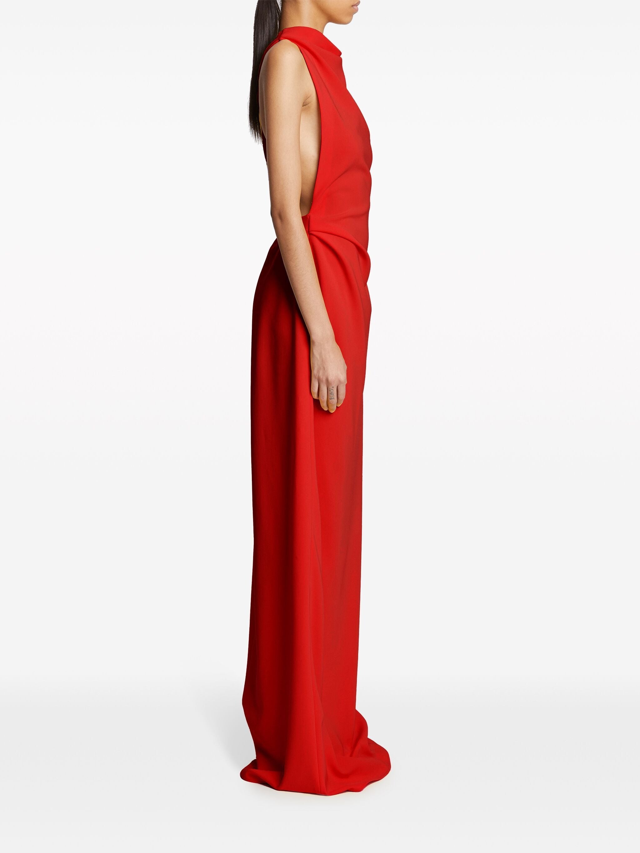 FAYE HALTERNECK BACKLESS VISCOSE DRESS