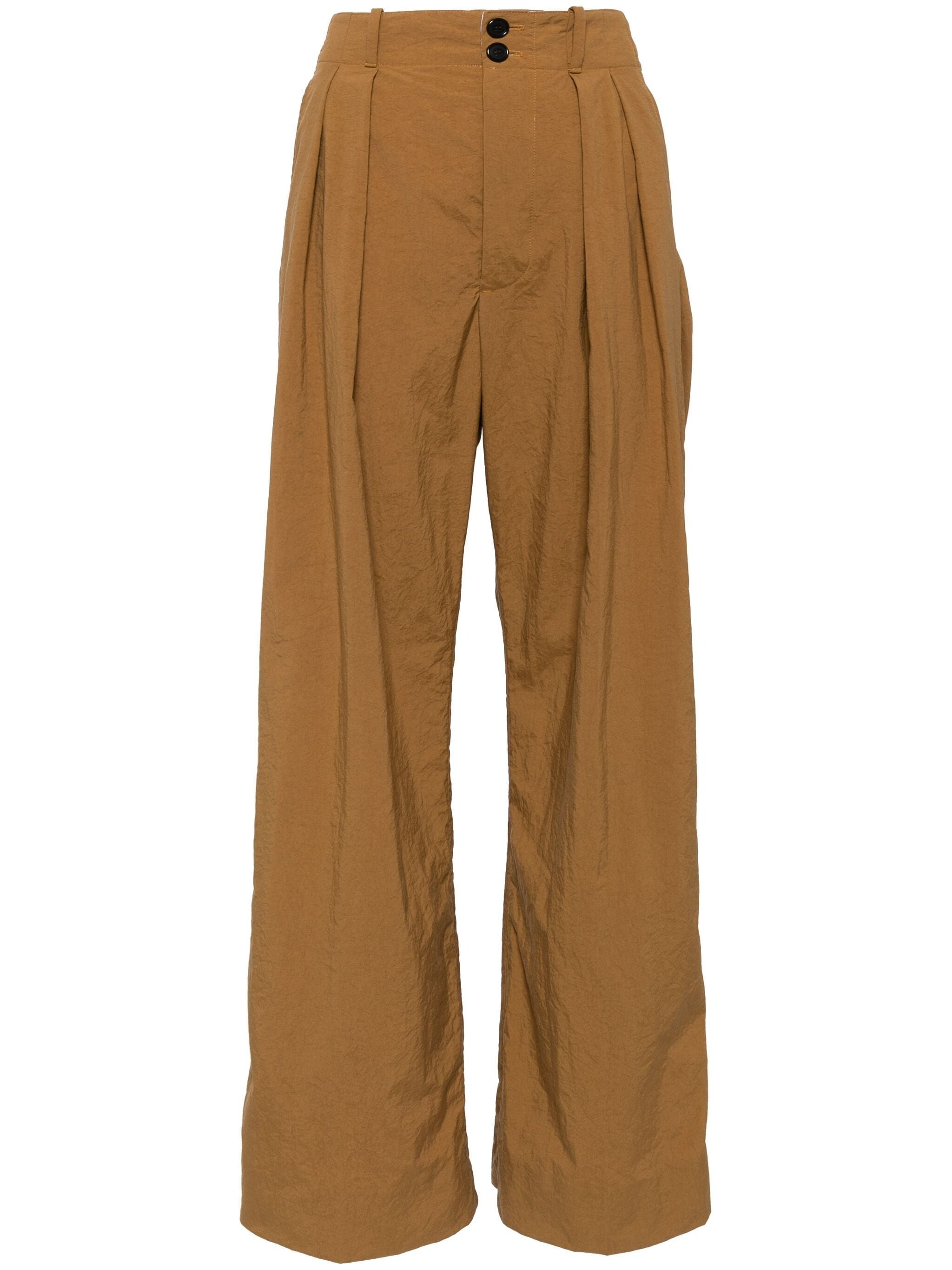 TECHNICAL PANAMA PLEATED WIDE LEG PANTS