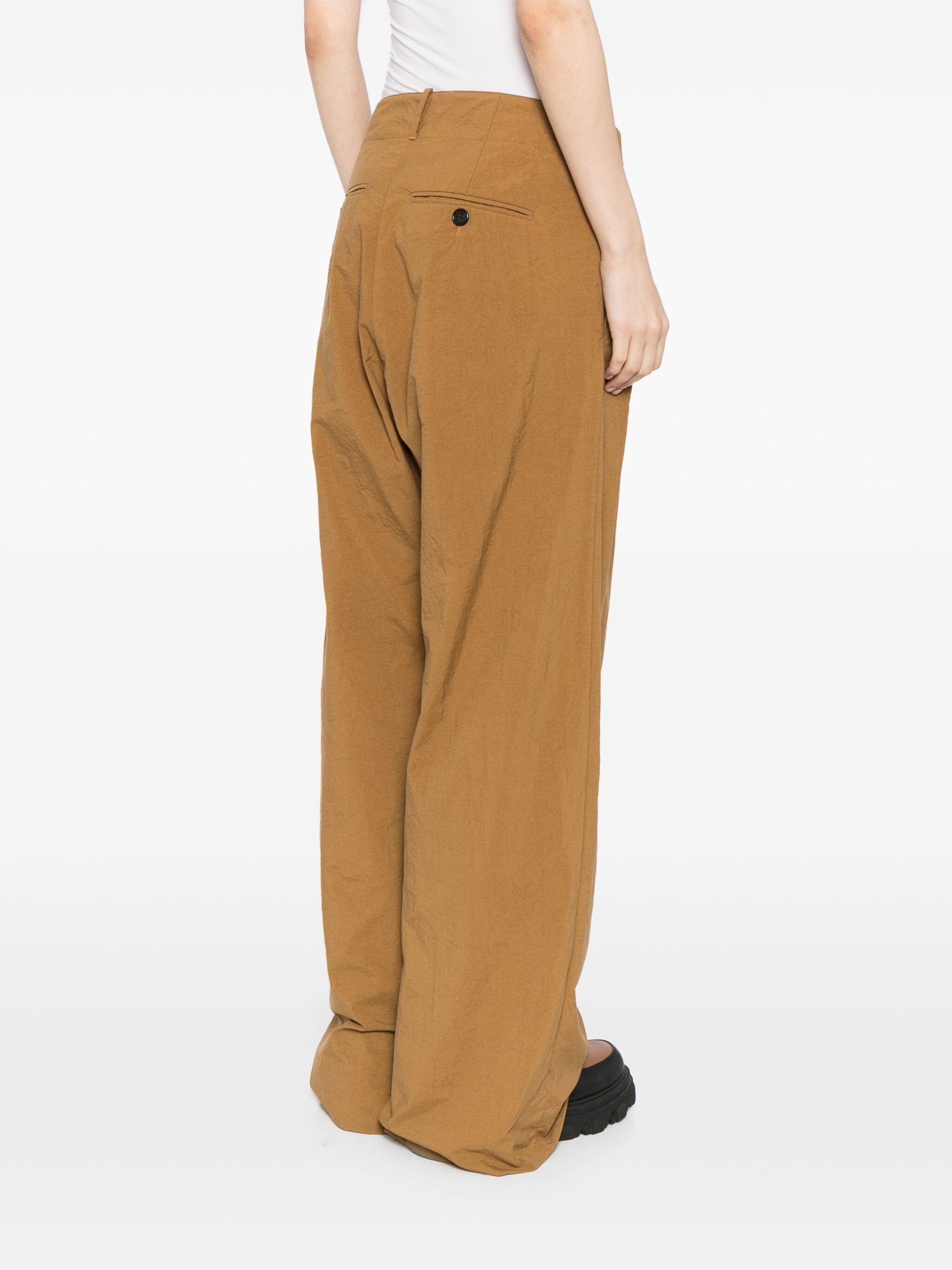 TECHNICAL PANAMA PLEATED WIDE LEG PANTS