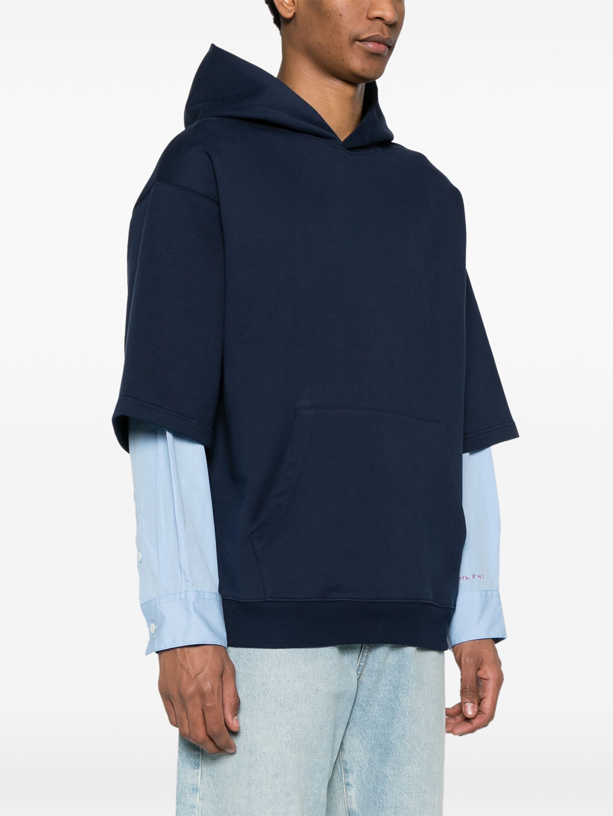 FRENCH TERRY LAYERED-DESIGN HOODIE