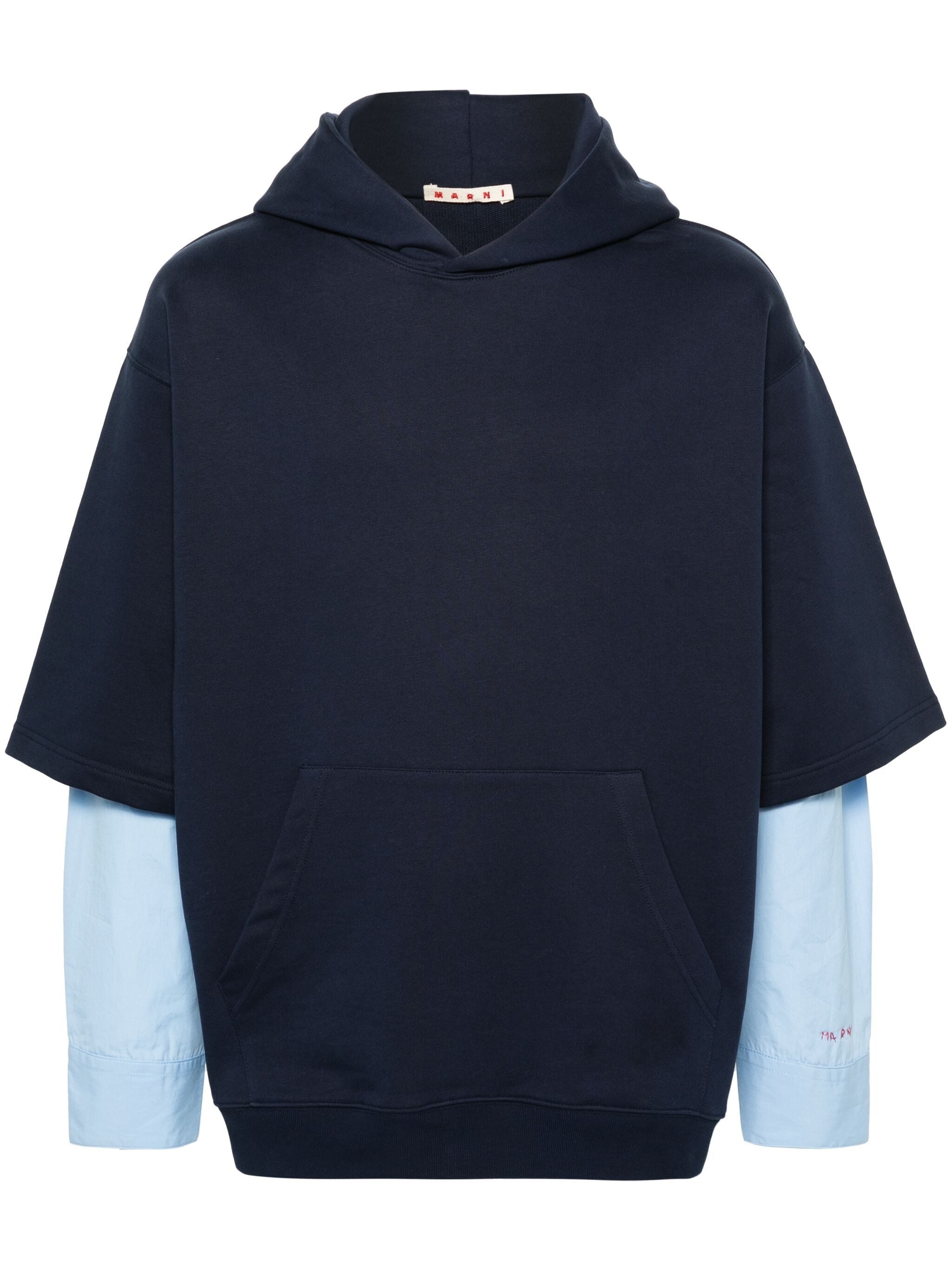 FRENCH TERRY LAYERED-DESIGN HOODIE