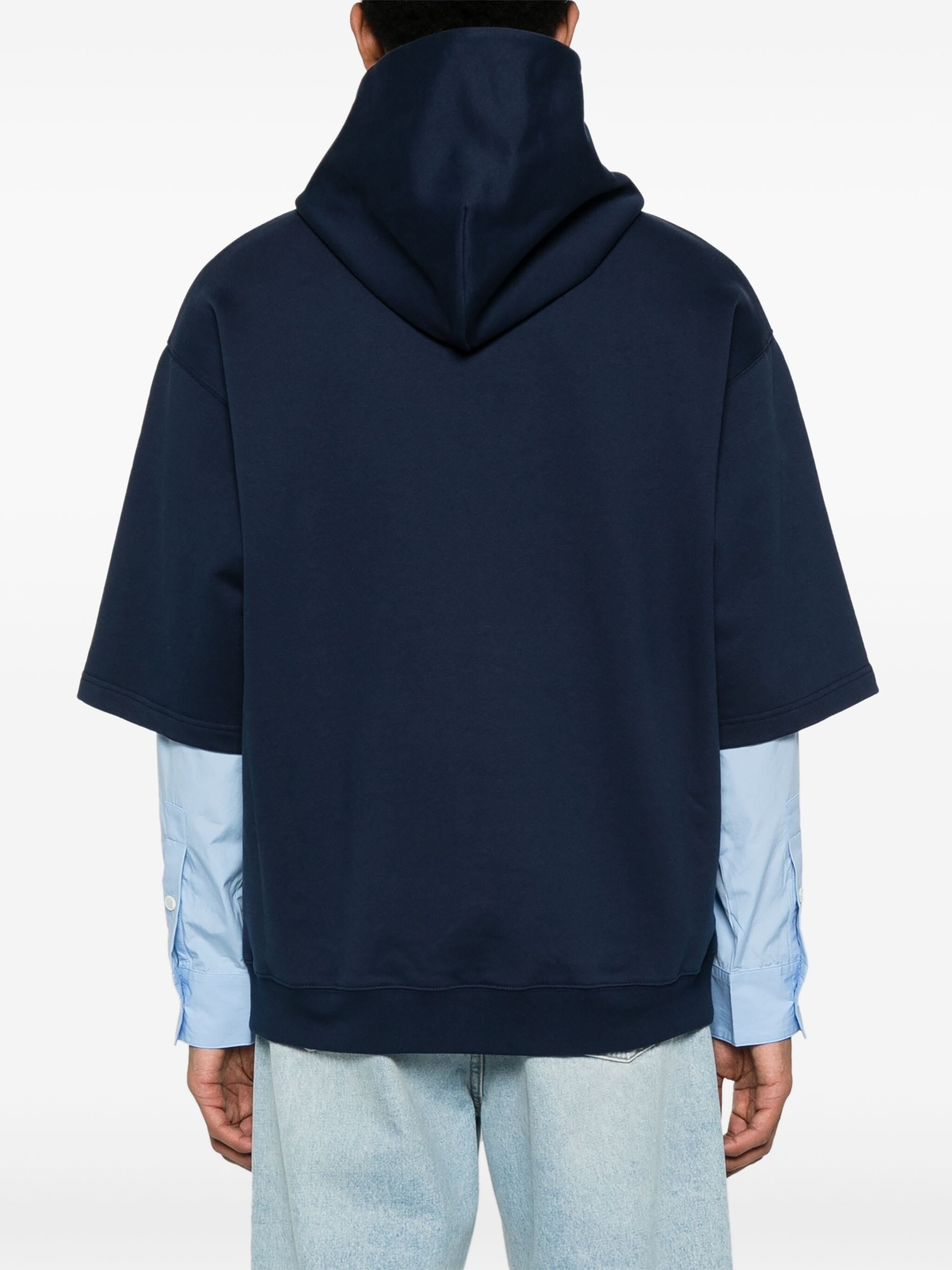 FRENCH TERRY LAYERED-DESIGN HOODIE