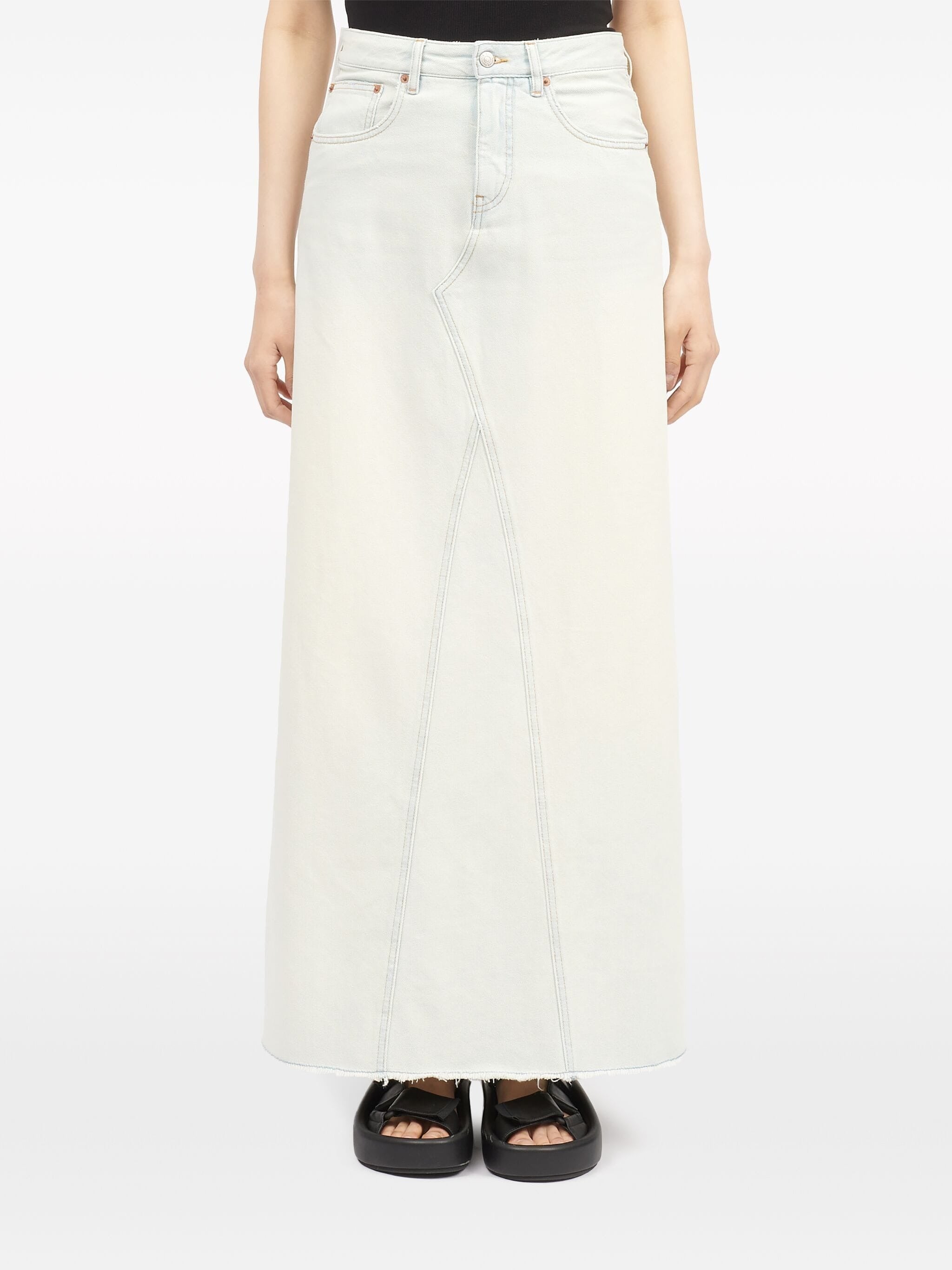 CONTRAST STITCHING DENIM MAXI SKIRT