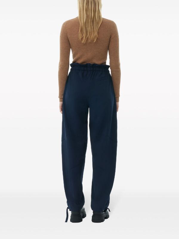 ELASTICATED-WAIST REAR WELT POCKET TROUSERS