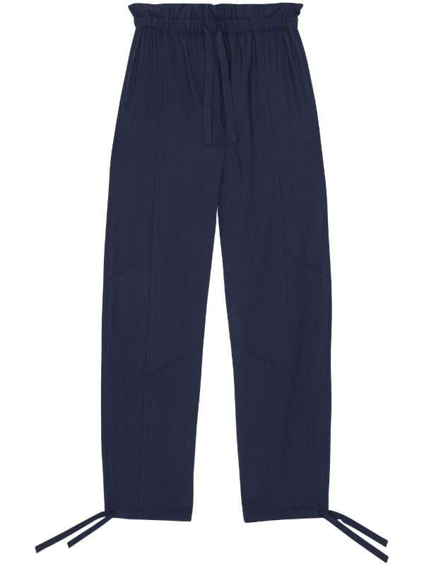 ELASTICATED-WAIST REAR WELT POCKET TROUSERS