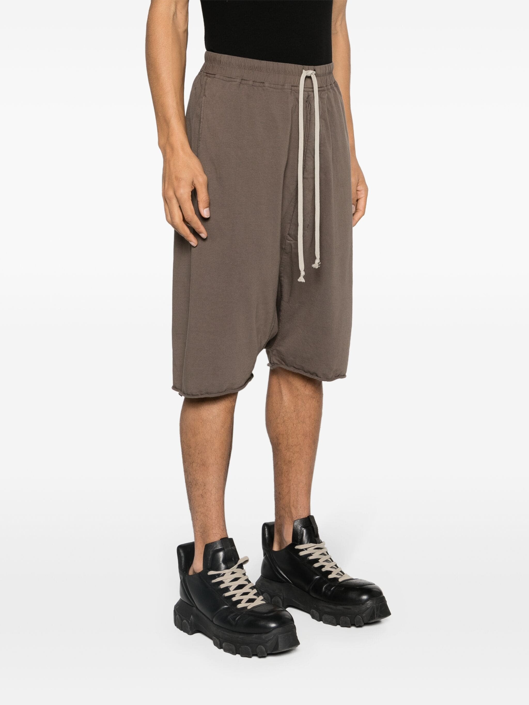 DROP-CROTCH DRAWSTRING TRACK SHORTS