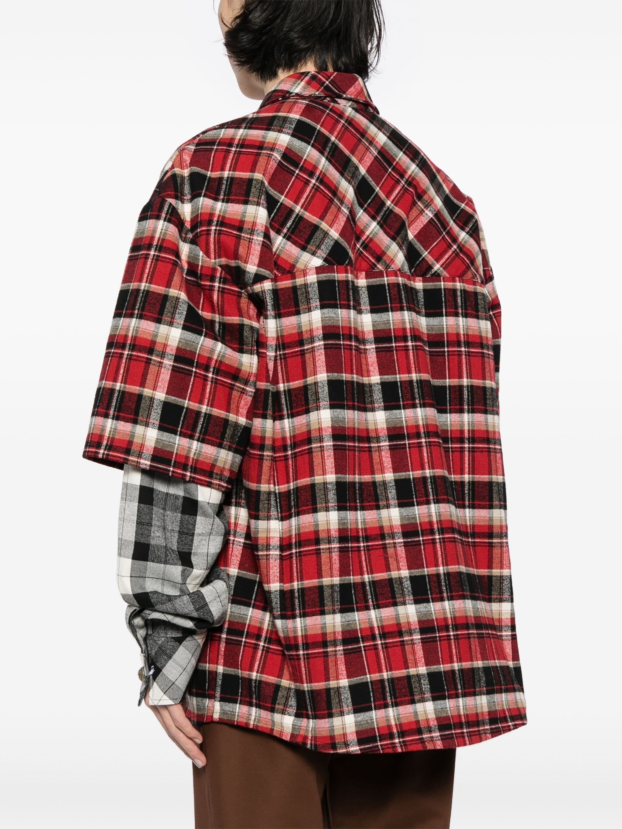 DOUBLE SLEEVES CHECKED COTTON SHIRT