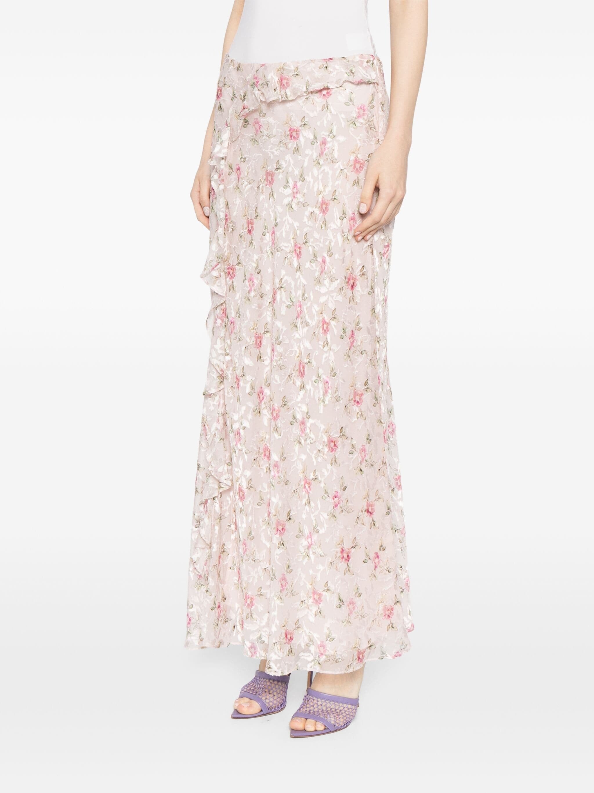 SUMI FLORAL-PRINT FIL COUPÉ CHIFFON MAXI SKIRT