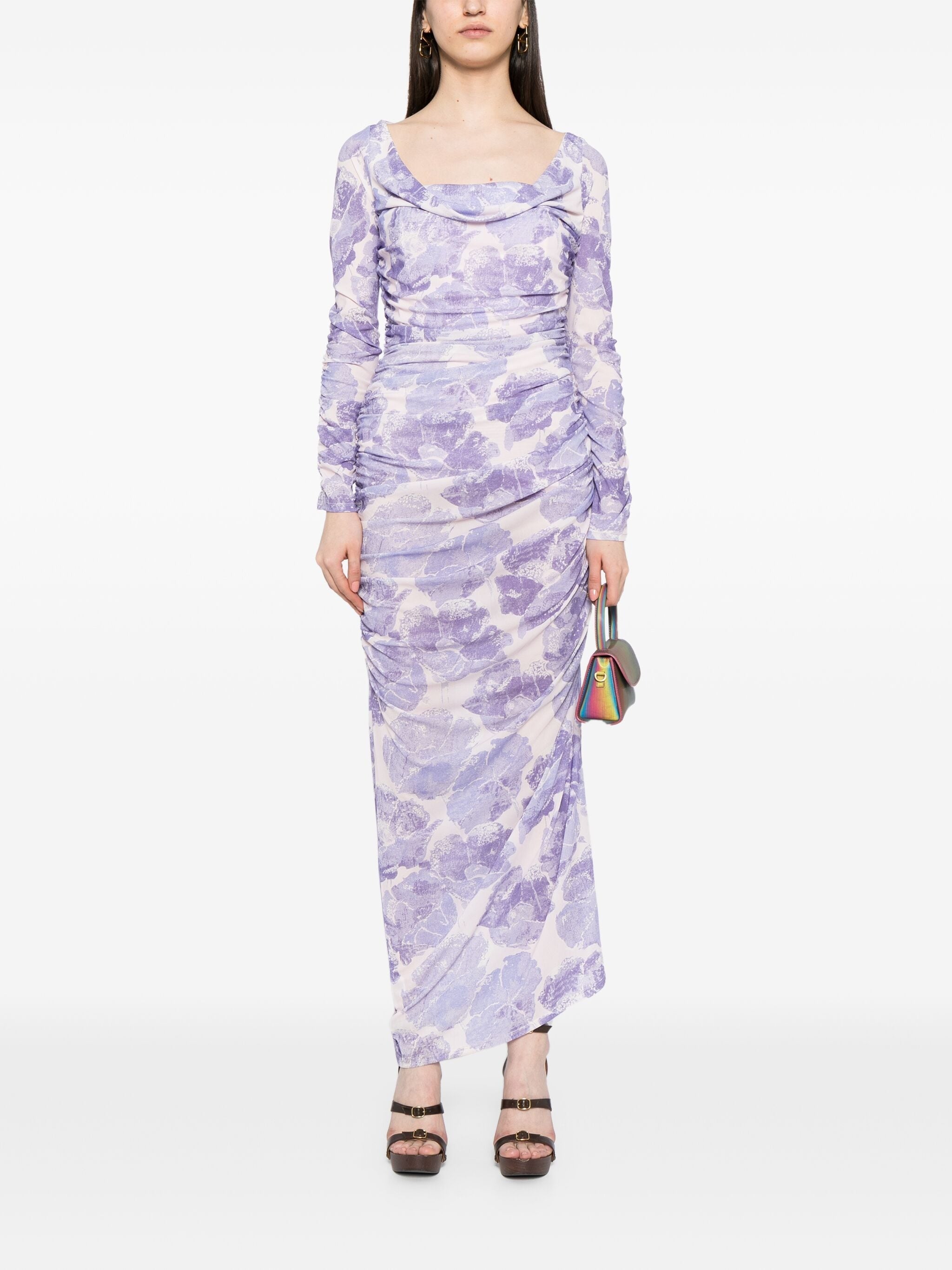 SOLANA STRETCH FLORAL-PRINT MAXI DRESS