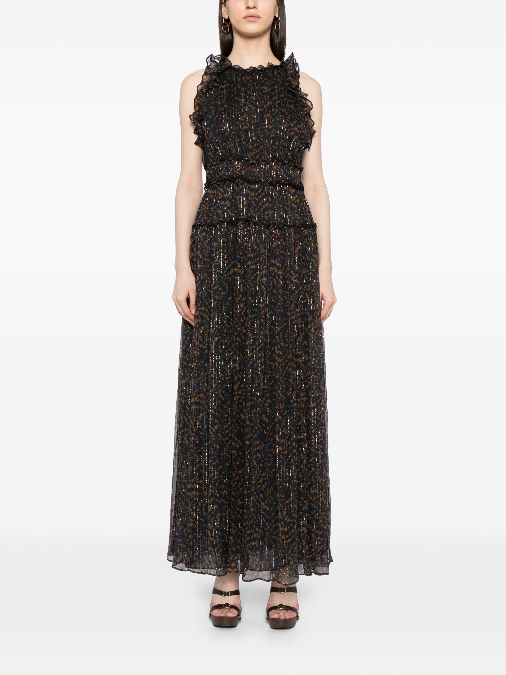 LIRRA PRINTED SILK-BLEND CREPON GOWN