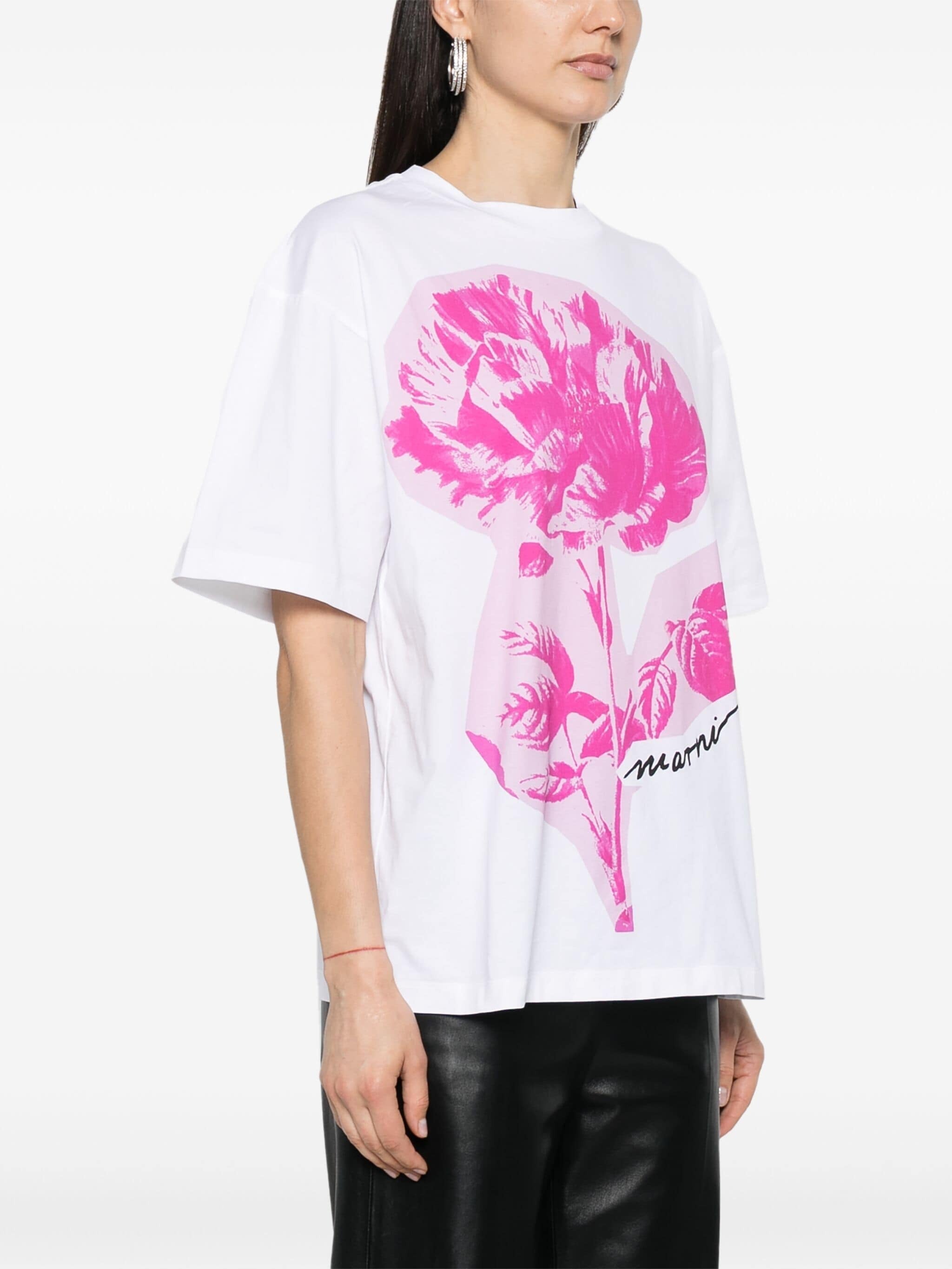 FLORAL-PRINT CREW NECK COTTON T-SHIRT