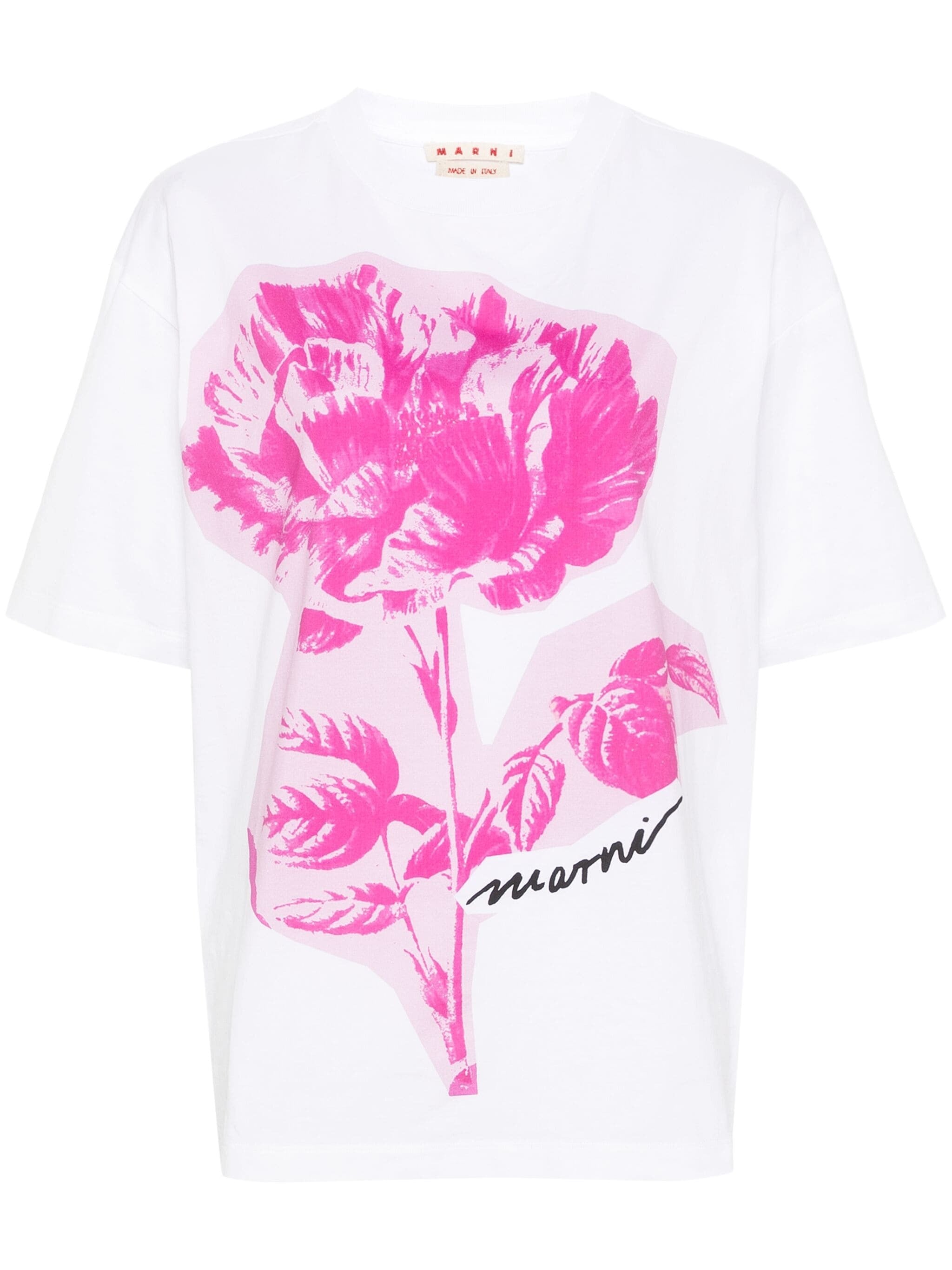 FLORAL-PRINT CREW NECK COTTON T-SHIRT