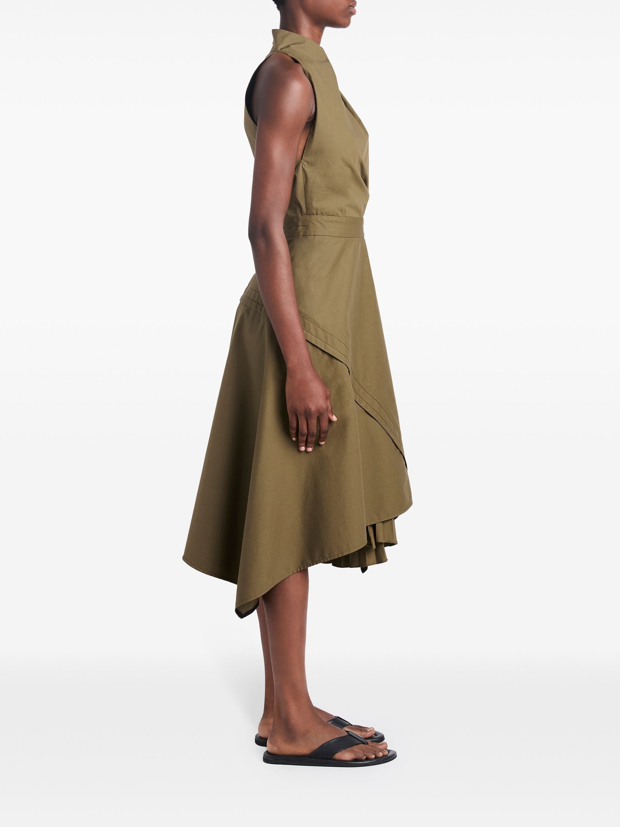 LAYERED POPLIN WRAP DRESS