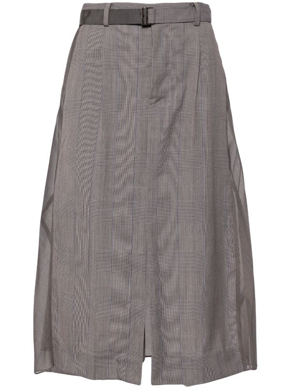 PRINCE OF WALES CHECK FLARED MIDI SKIRT