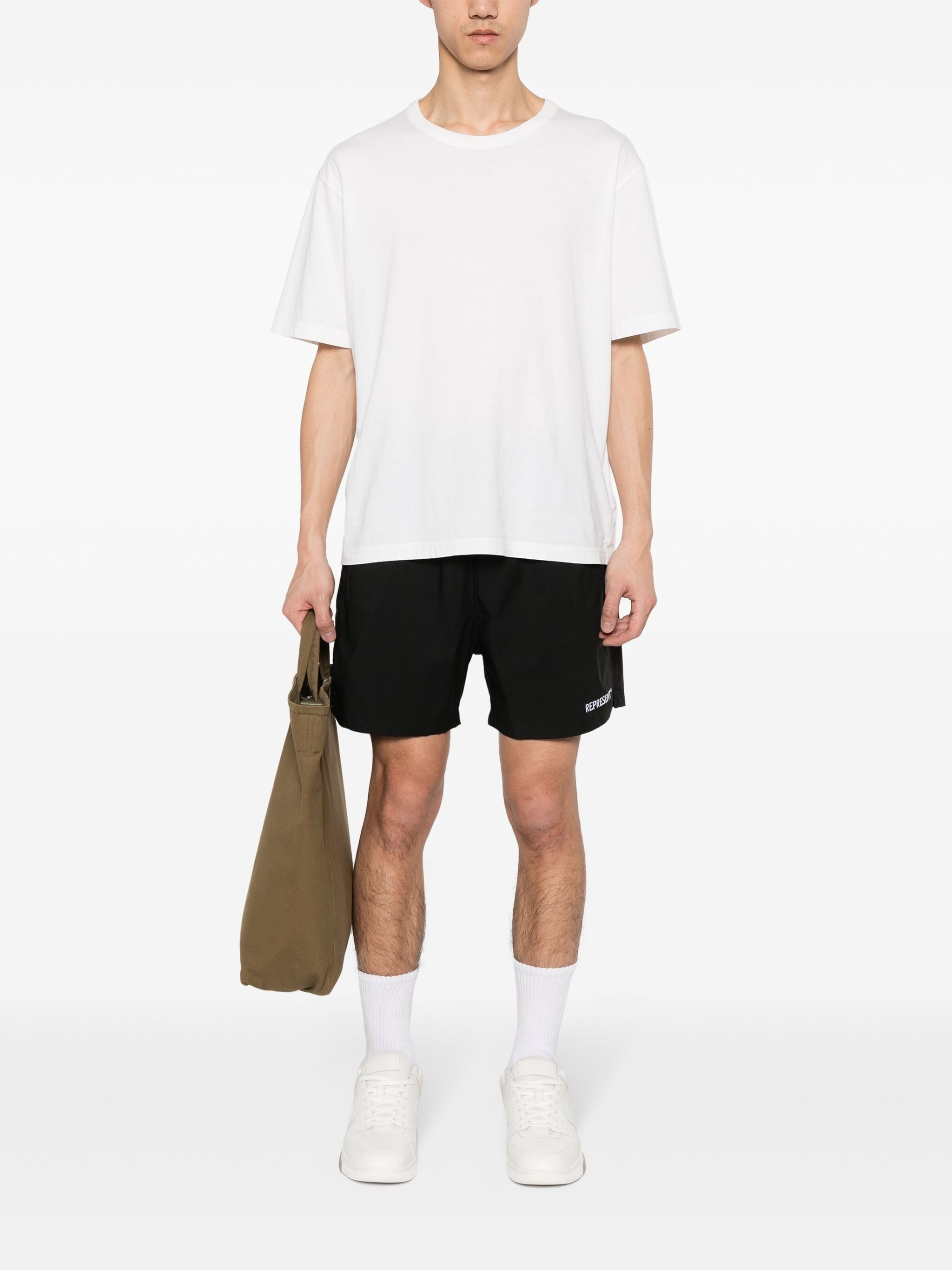 EMBROIDERED-LOGO TRACK SHORTS