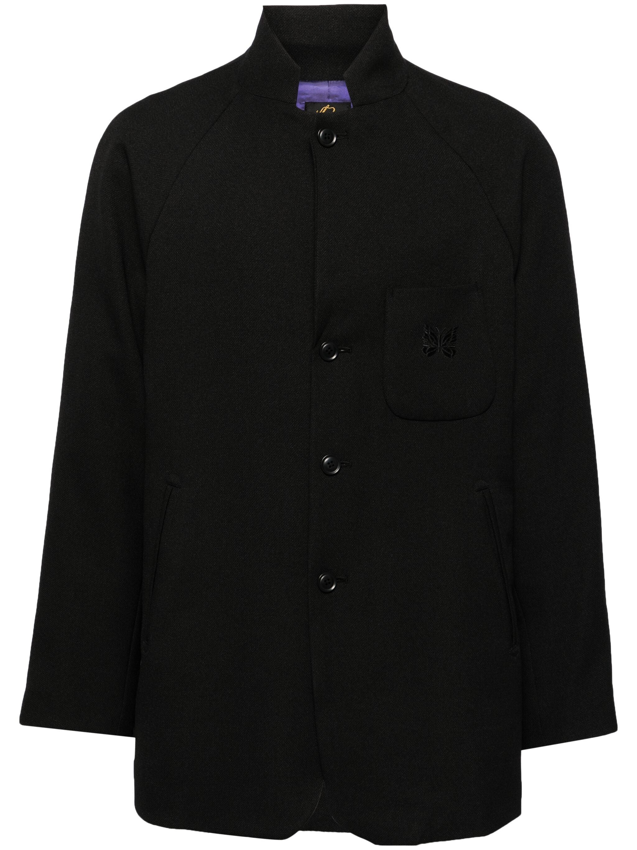 POLY DOBBY LOGO-EMBROIDERED PANELLED JACKET