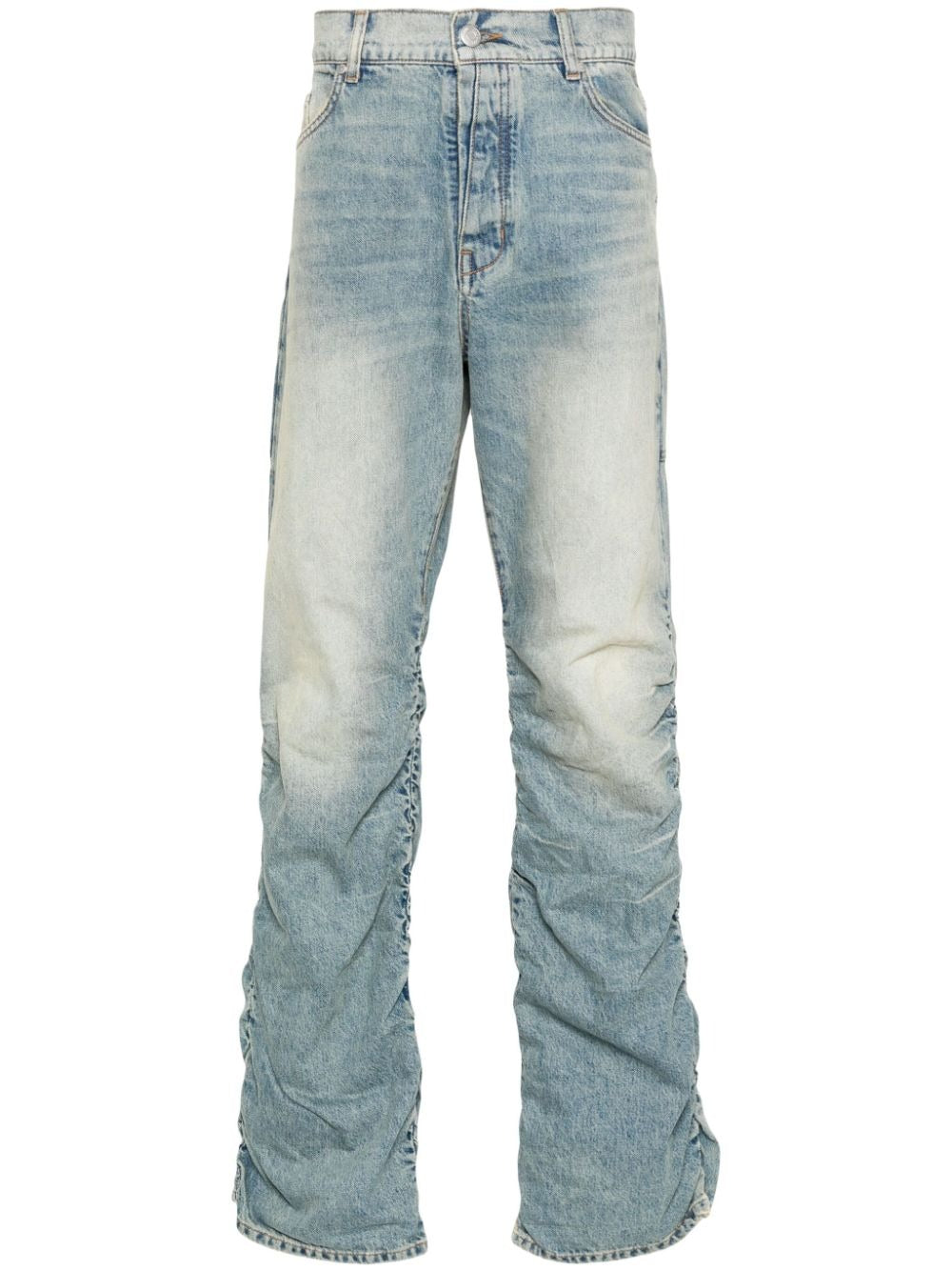 STITCHING SHIRRED KICKFLARE JEANS