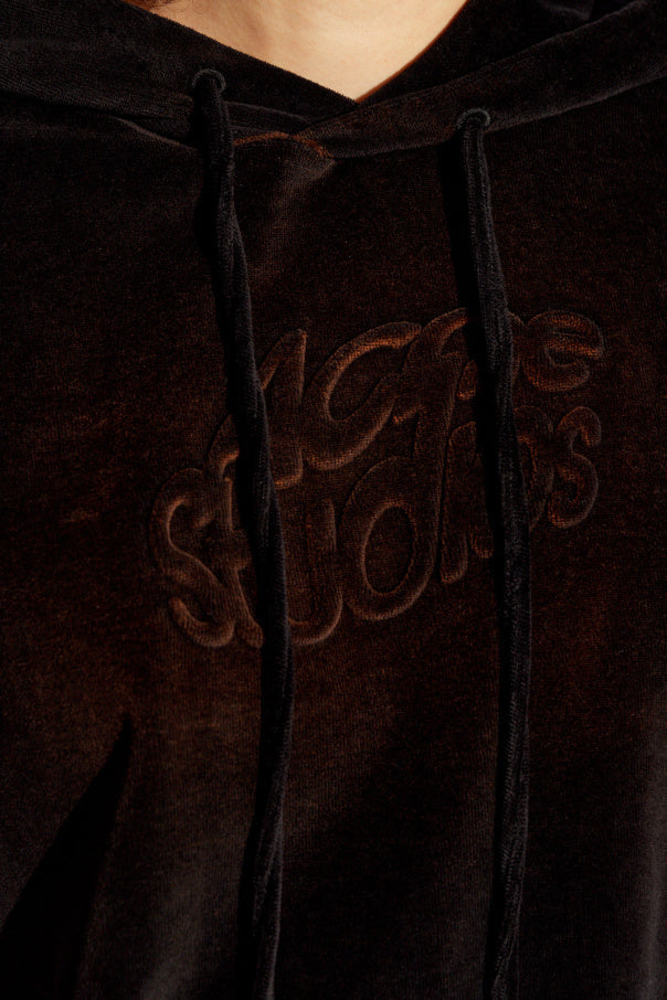 EMBOSSED-LOGO VELOUR HOODIE