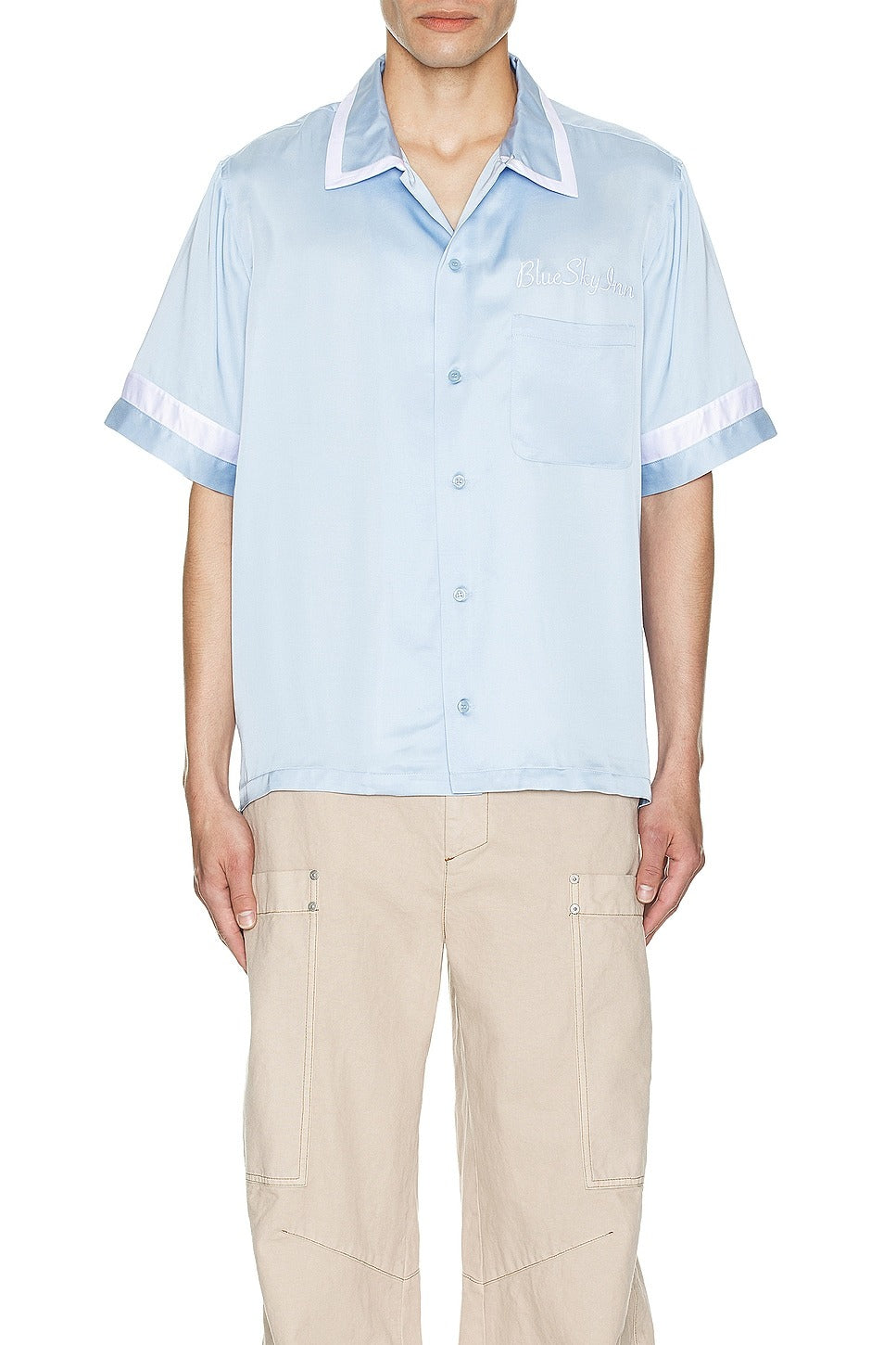 WAITER SATIN LOGO-EMBROIDERED S/S SHIRT