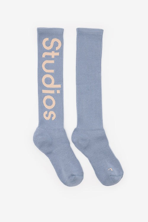 ACNE LOGO-PRINT INTARSIA-KNIT ANKLE SOCKS