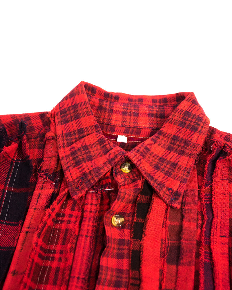 7CUTS PANELLED-DESIGN ASYMMETRIC FLANNEL SHIRT