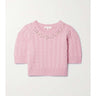 CHAPELLE CROPPED EMBELLISHED CABLE-KNIT SWEATER